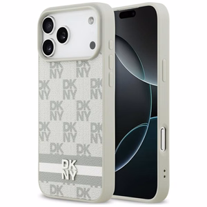 DKNY Checkered with Printed Stripes suojakuori iPhone 17 Pro Max:lle - beige
