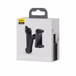 Baseus WXHZ-01 BackSeat Holder Qi 15W langattomalla latauksella varustettu auton niskatuen puhelinteline - musta