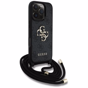 Guess suojakuori iPhone 16 Pro Max:lle GUHCP16XP4GMGCRK (CBDY PU 4G Big Logo W/Cord Strap) - musta