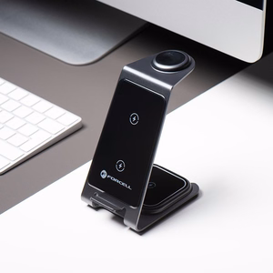 Forcell F-ENERGY Simply Charge 3in1 alumiini Apple Watch ja Samsung Watch -yhteensopiva harmaa
