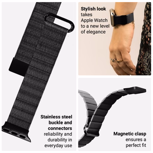 Crong Eclipse magnetic eco-leather strap for Apple Watch 44 / 45 / 46 / 49 mm, black
