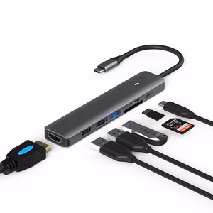 Adapteri USB Type-C - HDMI, 3x USB Type-A, SD, TF, USB Type-C PD100W
