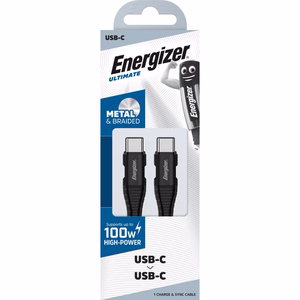 Energizer Ultimate C541CKBK USB-C–USB-C-lataus- ja datakaapeli, 2 m, 100 W, musta