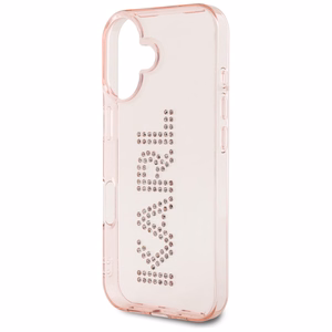 Karl Lagerfeld IML Rhinestones Logo iPhone 16 Suojakuori - Vaaleanpunainen