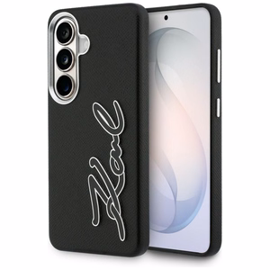 Karl Lagerfeld Grained Signature Metal Resin Logo -suojakuori Samsung Galaxy S26:lle - musta