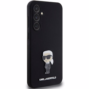 Karl Lagerfeld Silicone Ikonik Metal Pin suojakuori Samsung Galaxy S23 FE:lle - musta