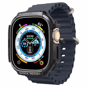 Spigen Rugged Armor -suojakuori Apple Watch Ultra 49 mm -mallille, mattamusta