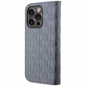 Karl Lagerfeld KLBKP14LSAKLHPG iPhone 14 Pro 6.1 kirjakuori hopeinen/hopeinen Saffiano Monogram