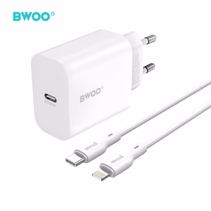 BWOO seinälaturi CDA233 PD 20W 1x USB-C USB-C - Lightning -kaapelilla valkoinen