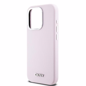 DKNY Liquid Silikoninen Small Metal Logo MagSafe Suojakuori iPhone 14 Pro:lle - vaaleanpunainen
