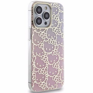 Hello Kitty IML Gradient Electrop Crowded Kitty Head Suojakuori iPhone 15 Pro Max:lle - vaaleanpunainen