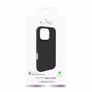 Puro Icon Mag Pro MagSafe silikonisuoja iPhone 16 Pro - musta