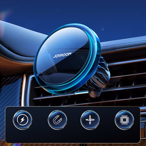 Joyroom auton puhelinteline Qi 15W induktiivisella laturilla (MagSafe-yhteensopiva) ilmaventtiiliin, hopeinen (JR-ZS291)