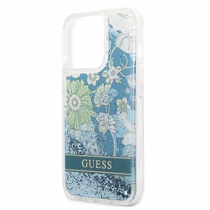 Guess GUHCP13XLFLSN iPhone 13 Pro Max 6.7" vihreä/vihreä kovakotelo Kukka Nestemäinen Glitteri