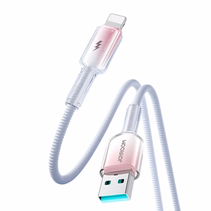 Joyroom S-A42 Crystal-Clear Series 3A USB-A - Lightning -kaapeli 1,2 m - valkoinen