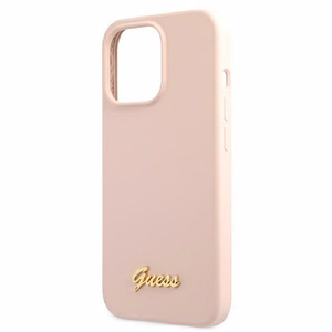 Guess GUHMP13XLSLMGLP iPhone 13 Pro Max 6.7" light pink/light pink hardcase Silicone Script Gold Logo Magsafe