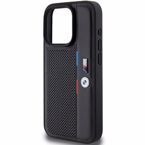 BMW Perforated Tricolor Line Suojakuori iPhone 15 Pro:lle - musta