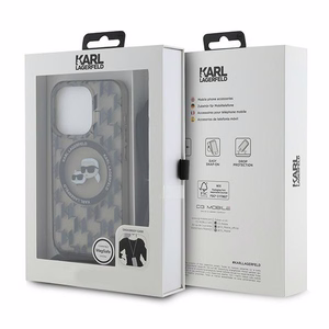 Karl Lagerfeld IML Crossbody Monogram Karl & Choupette Head MagSafe Suojakuori iPhone 15 Pro Max:lle - musta
