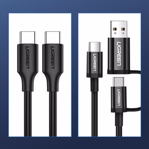 Ugreen US286 USB-C - USB-C PD QC 3A 480Mb/s -kaapeli 2m - musta