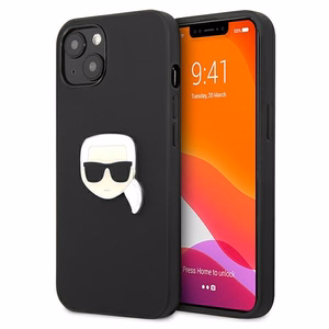 Karl Lagerfeld Nahka Ikonik Karl's Head Metal Case iPhone 13 mini - musta