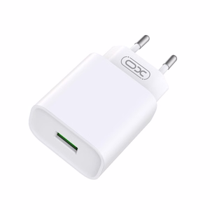 XO seinälaturi CE02D QC 3.0 18W 1x USB, valkoinen + USB-C-kaapeli