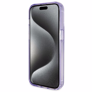 Guess Ring Stand Script Glitter MagSafe suojakuori iPhone 13 Pro / 13:lle - violetti