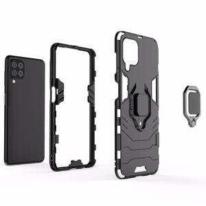 Ring Armor Case Kickstand Kova Rugged Cover Samsung Galaxy A22 4G sininen sininen