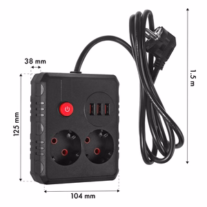Maclean power strip, extender 2 sockets + 3xUSB, 110-240V AC 50/60Hz, 2.1A max 2500W, 1.5m, black, MCE387 B