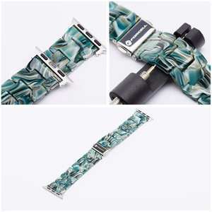 FORCELL F-DESIGN FA04 marmorikuvioinen hartsiranneke APPLE-kelloon 38 / 40 / 41 mm vihreä