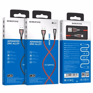 Borofone Highway BU23 USB-A–Lightning -kaapeli, 1.2 m, musta ja punainen