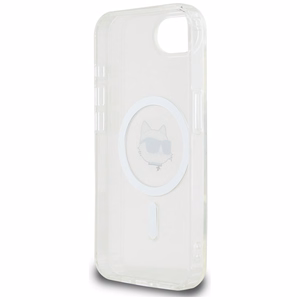 Karl Lagerfeld IML Metal Choupette Head MagSafe Alkuperäinen Pussi iPhone 17e/16e:lle - Valkoinen