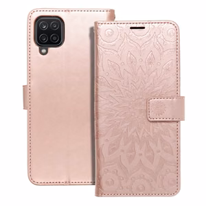 MEZZO Book-suojakuori Samsung A12 / M12:lle mandala Rose Gold