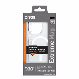 SBS Extreme Mag D3O MagSafe Suojakuori iPhone 16 Pro Max:lle - läpinäkyvä