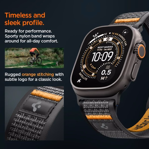 SPIGEN ATHLEX AIR 2 Apple Watch 8 / 9 / 10 / 11 / SE / Ultra (44 / 45 / 46 / 49 MM) Active musta / oranssi