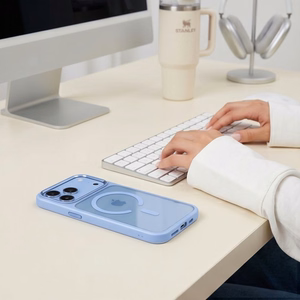 Tech-Protect Magmat MagSafe CC suojakuori mallille iPhone 17 Pro Max / 18 Pro Max – läpinäkyvä vaaleansininen