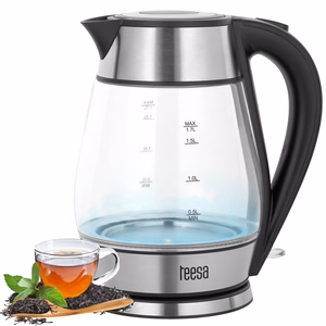 TEESA sähköinen lasi- ja teräsvedenkeitin, 2200 W, musta, 1,7 l