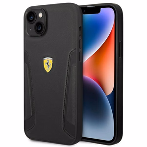 Ferrari FEHCP14MRBUK iPhone 14 Plus 6.7" musta/musta kovakotelo nahkainen leima sivut