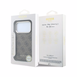 Case Guess PU Leather 4G Gold Frame MagSafe Apple iPhone 18 Pro Max brown