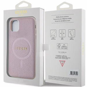 Guess GUHMN61PSAHMCP Suojakuori iPhone 11 / Xr:lle - vaaleanpunainen Saffiano MagSafe