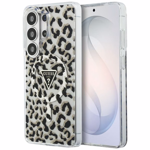 Guess IML Leopard Print Triangle MagSafe -suojakuori Samsung Galaxy S26 Ultra -puhelimelle, musta
