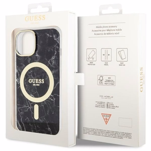 Guess GUHMP14MPCUMAK iPhone 14 Plus 6.7 musta/musta suojakuori Marble MagSafe