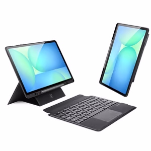 Dux Ducis DK -sarjan näppäimistökotelo Samsung Tab S10 FE+ (Plus) -mallille taustavalaistuksella, musta