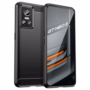 Carbon Case tapauksessa Realme GT Neo 3 joustava silikoni hiilen kansi musta