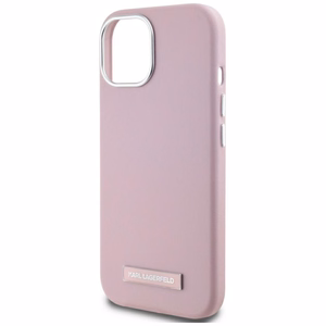 Karl Lagerfeld FW Metal Plate MagSafe Suojakuori iPhone 15:lle - vaaleanpunainen