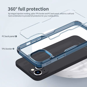 Nillkin Nature Pro TPU Suojakuori iPhone 15 Plus:lle läpinäkyvä sininen