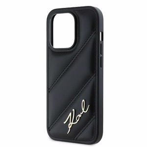 Karl Lagerfeld Diagonal Quilted Script Suojakuori iPhone 14 Pro:lle - musta