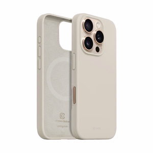 Crong Color Cover Magnetic -suojakuori MagSafe-tuella iPhone 16 Pro:lle, kivenbeige