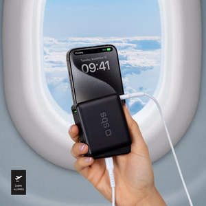 Powerbank SBS TEBB10000HDPD20K 10000 mAh Power Delivery -virtalähteellä - musta