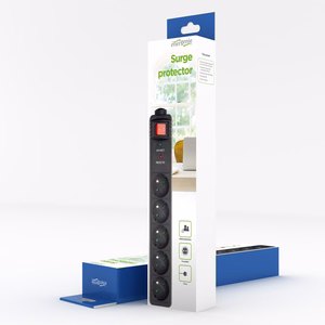 Gembird surge protector – surge-protected power strip with 5 French sockets, 3 m, black (5 French sockets)