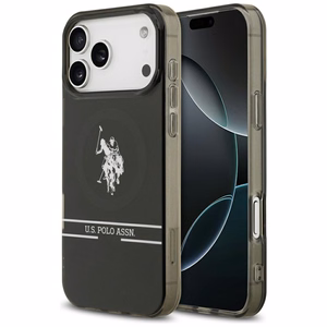 US Polo DH and Bottom Stripe Logo MagSafe Suojakuori iPhone 17 Pro Max:lle - Musta